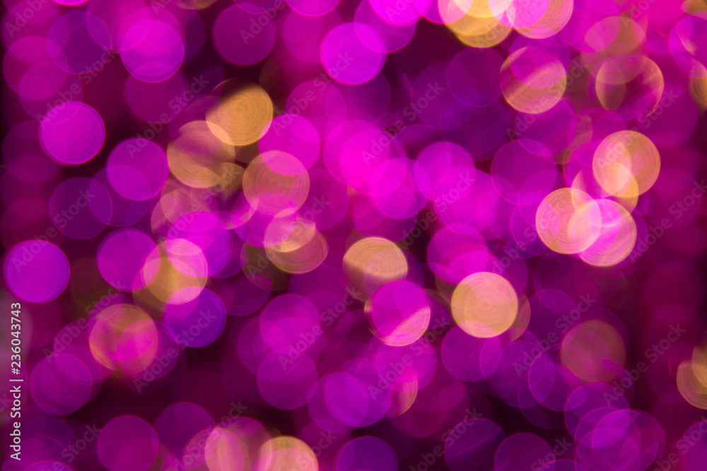 Pink abstract bokeh lights. Colorful. Defocused background.