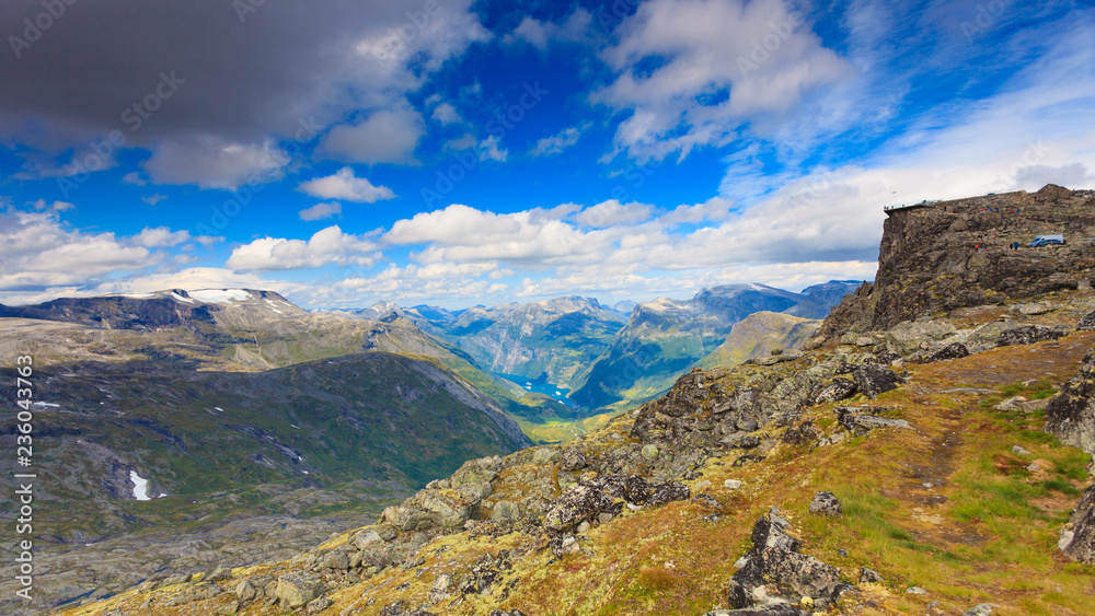 Obraz premium Mountains landscape with Dalsnibba viewpoint, Norway