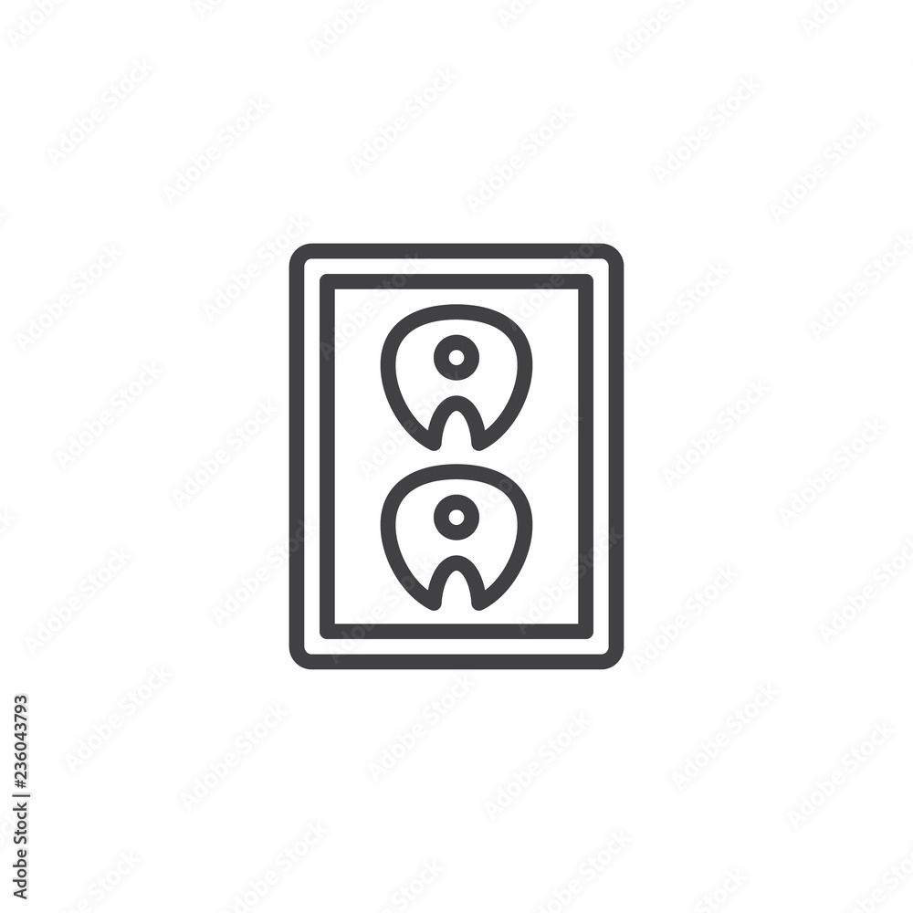 Tuna fillet pack outline icon. linear style sign for mobile concept and web design. Fish food tray simple line vector icon. Symbol, logo illustration. Pixel perfect vector graphics Tuna fillet pack outline icon. linear style sign for mobile concept and web design. Fish food tray simple line vector icon. Symbol, logo illustration. Pixel perfect vector graphics