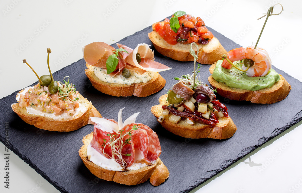 Bruschettas plate. Italian appetizer Bruschettas plate. Italian appetizer