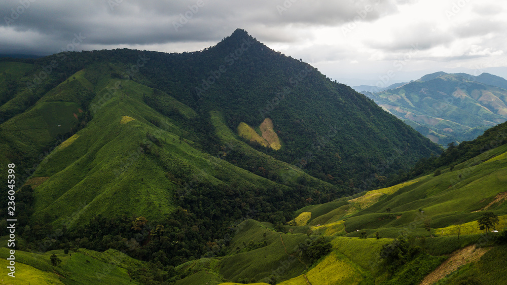 Fototapeta premium High angle view of Mountain in Nan province Thailand