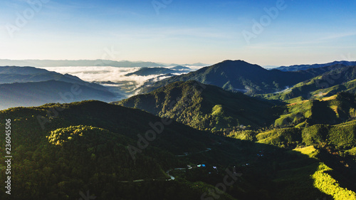High angle view of landscape    Mountain in  Nan province Thailand