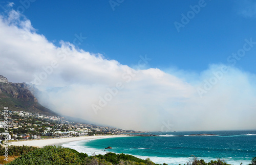 Landscape of Camps Bay Beach in Cape Town, South Africa