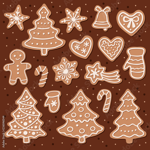 Set of gingerbread for christmas.