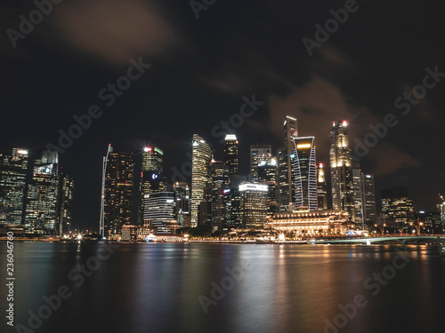 Singapore Skyline - Red Night
