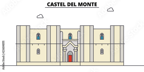 Castel Del Monte line travel landmark, skyline vector design. Castel Del Monte linear illustration. 