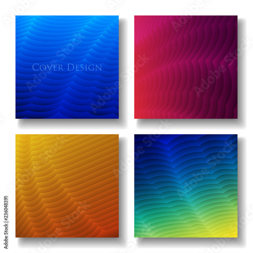Set of Square Cover Templates. Abstract Three Dimensional Texture with Gradient Effect. Applicable for Web Background, Banners, Posters and Fliers. EPS 10 Vector.