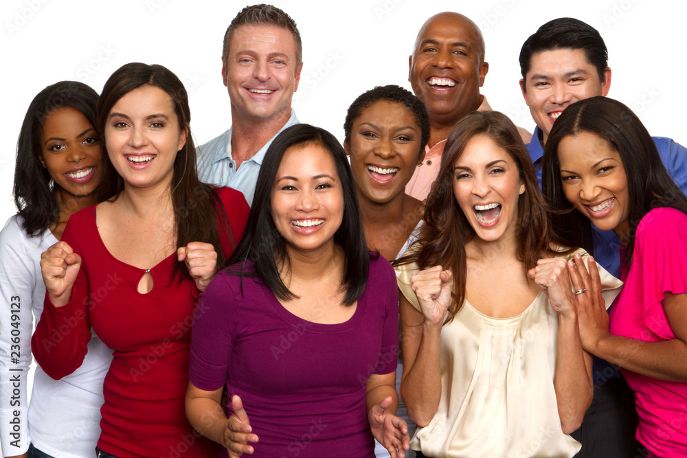 Diverse group of friends talking and laughing. Diverse group of friends talking and laughing.