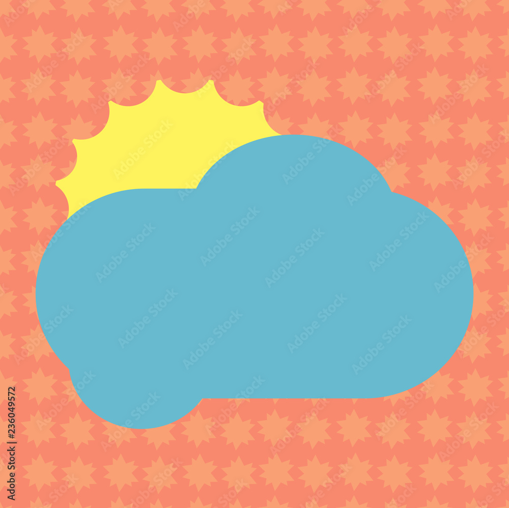 Business concept Empty template copy space isolated Posters coupons promotional material. Sun Hiding Shining Behind Blank Fluffy Color Cloud Vector for Poster Ads Business concept Empty template copy space isolated Posters coupons promotional material. Sun Hiding Shining Behind Blank Fluffy Color Cloud Vector for Poster Ads
