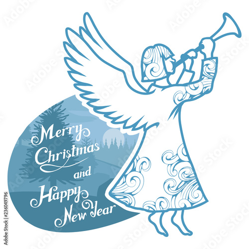Christmas angel isolated on white background. New Year's holiday. Christmas angel. Winter character head. Funny christmas character. Winter celebration. Angel dressed in winter clothes. New Year angel