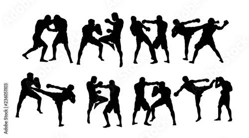Boxer Duel Silhouettes, art vector design