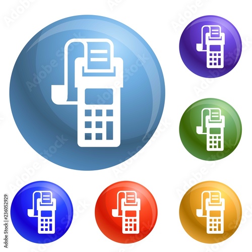 Payment terminal icons set vector 6 color isolated on white background