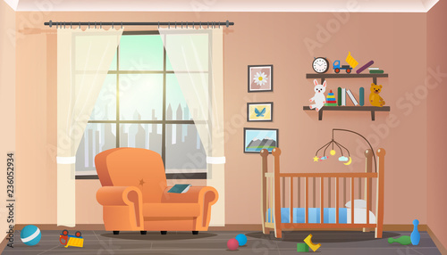 Vector Illustration Concept Children Room Interior