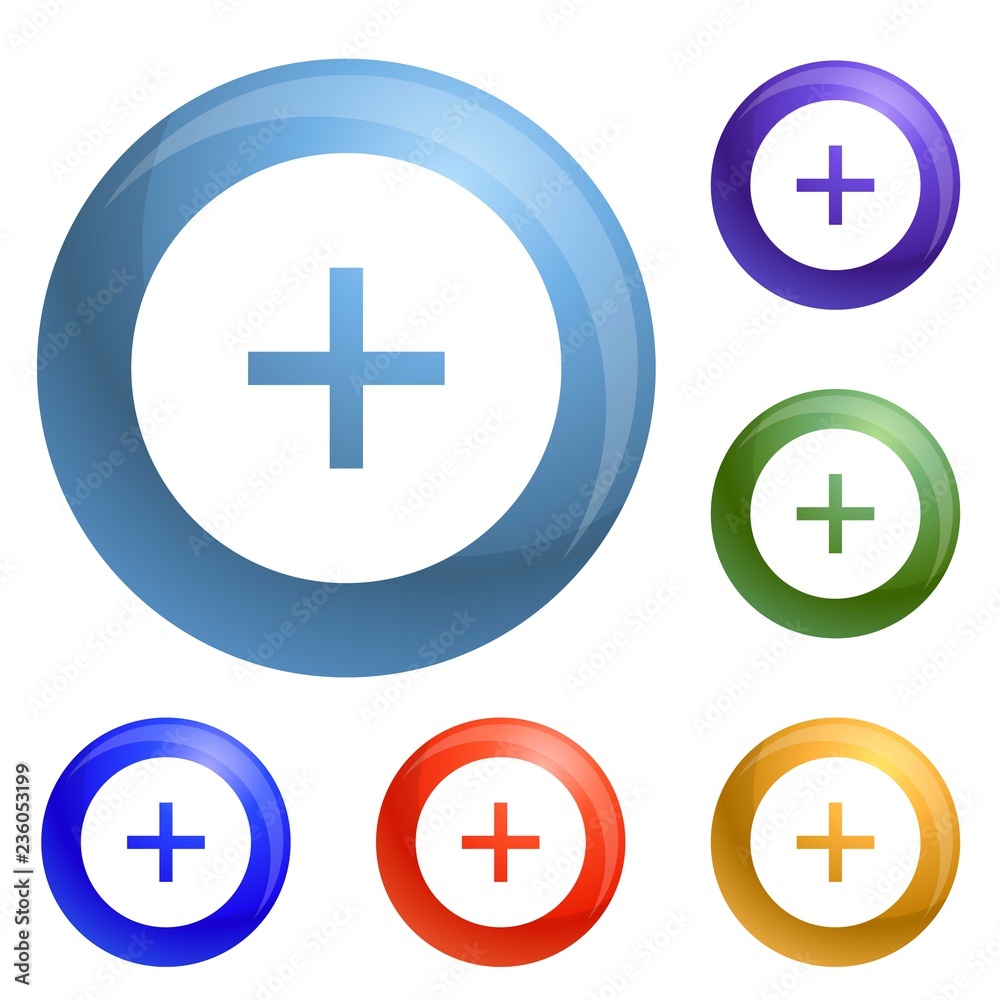 Fototapeta premium Circle plus icons set vector 6 color isolated on white background