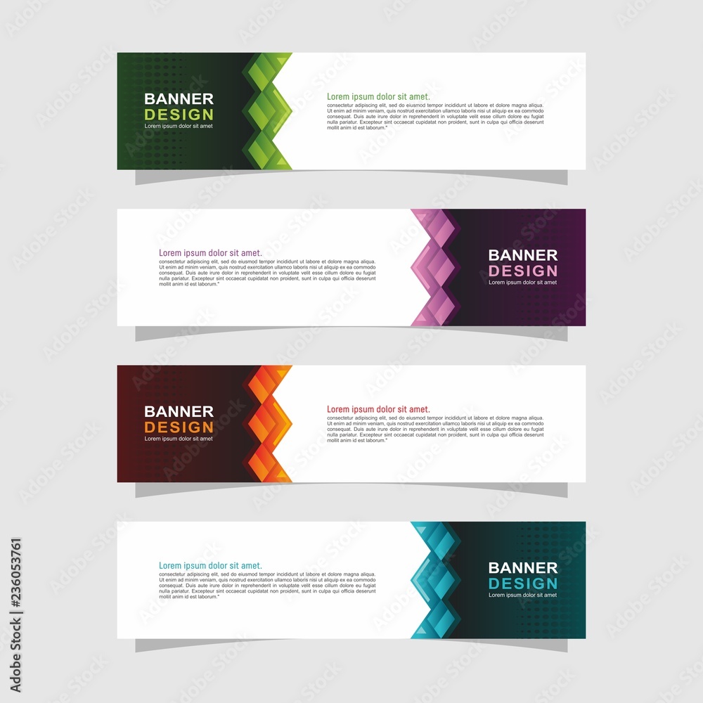 Abstract web banner design template. Web banner design collection. Header layout template, landing page Web Design Elements