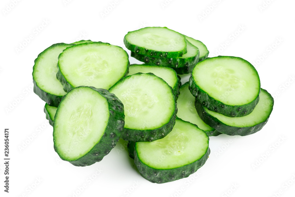 cucumber sliced isolated on white background cucumber sliced isolated on white background