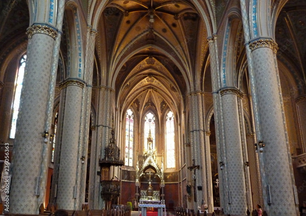 Interiorl of st. Ludmilla church in Prague, Czech Republic