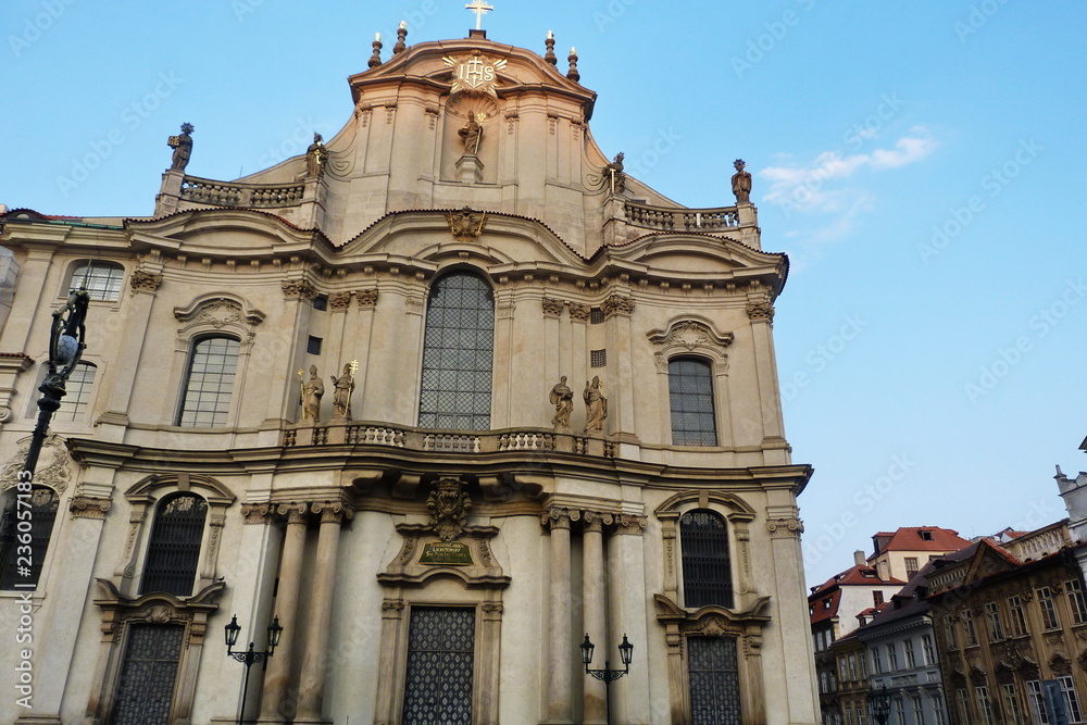 Facade of St. Nicholas church in Prague, Czech Republic