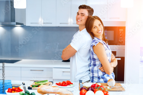 Couple cooking together at home