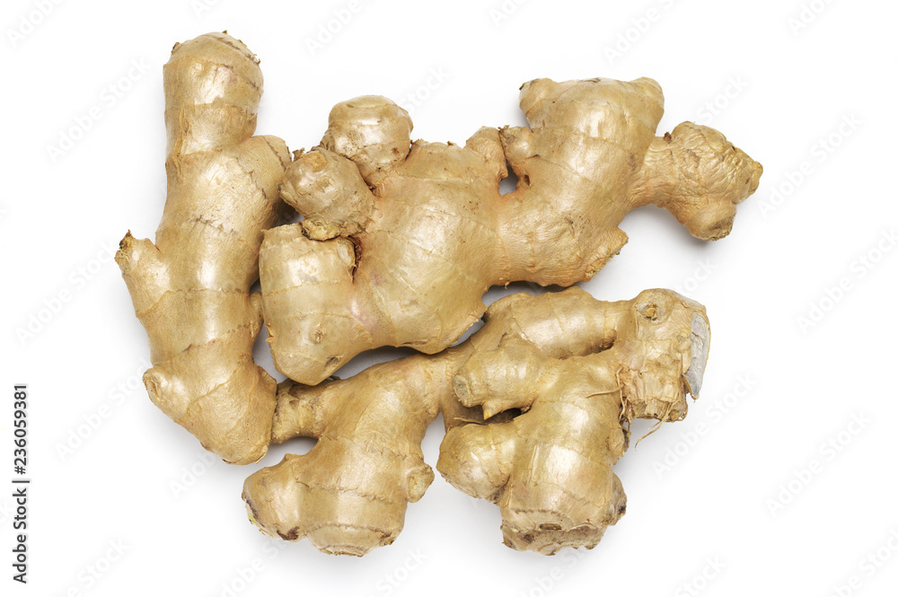 Ginger roots on white Ginger roots on white