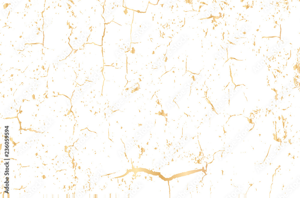 Vector grunge gold texture isolated on black. Patina scratch golden background.