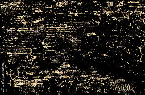 Vector grunge gold texture isolated on black. Patina scratch golden background.