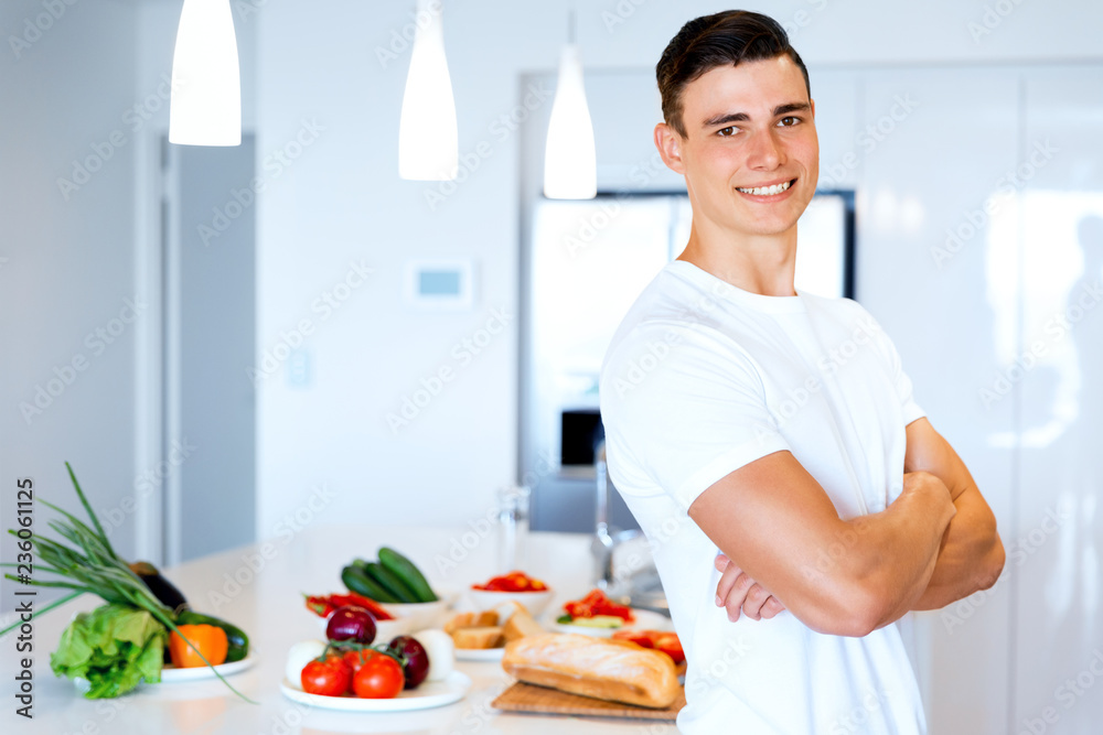 Young man cooking