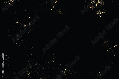 Vector grunge gold texture isolated on black. Patina scratch golden background.