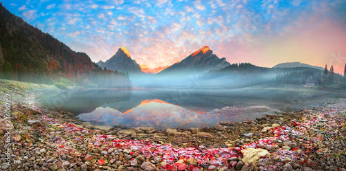 Lake Obersee autumn morning photo