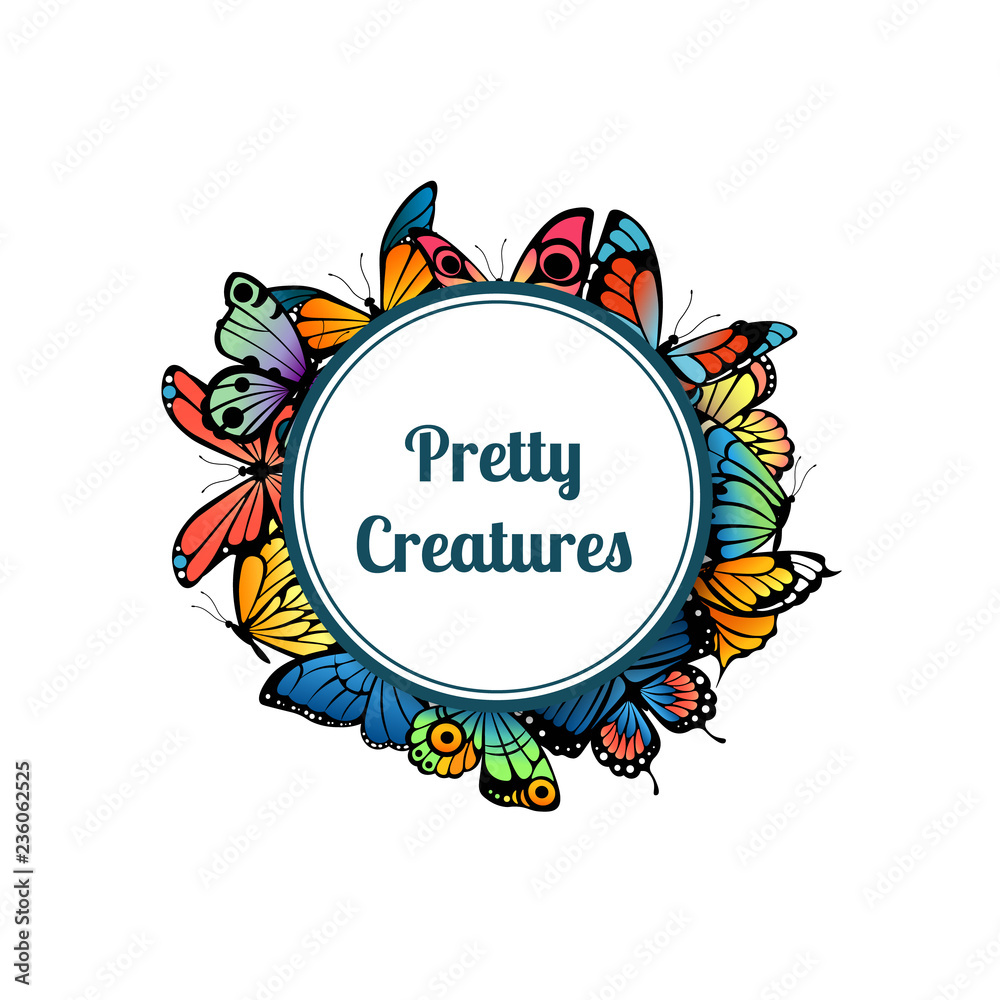 Vector decorative butterflies under circle with place for text illustration isolated on white Vector decorative butterflies under circle with place for text illustration isolated on white