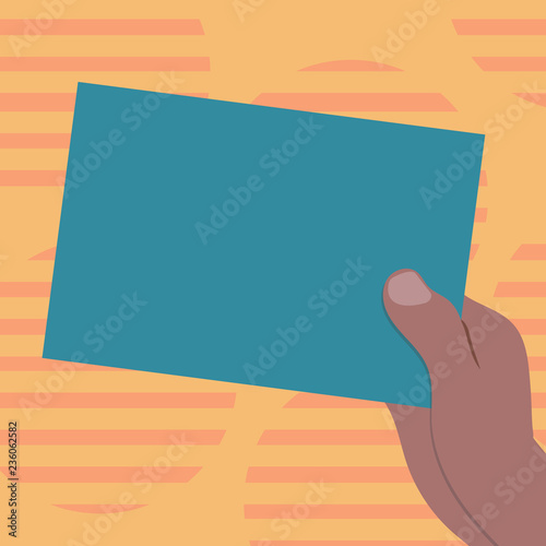 Design business concept Business ad for website promotion banners empty social media ad. Drawn Hu analysis Hand Holding Presenting Blank Color Paper Cardboard Vector