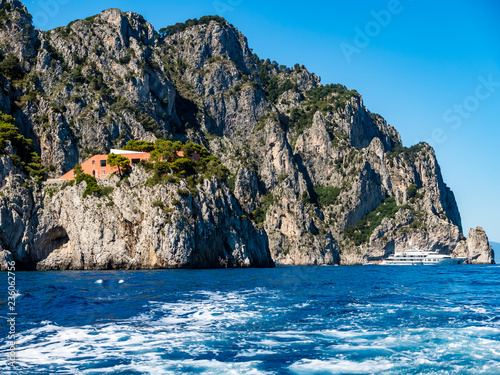 Punta della Chiavica, white grotto, luxury yachts, Capri, Gulf of Naples, Campania, Italy