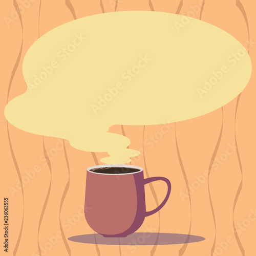 Design business concept Empty copy text for Web banners promotional material mock up template. Mug Vector Cup of Hot Coffee with Blank Color Speech Bubble as Steam icon