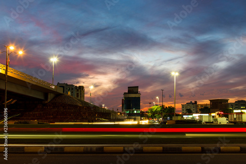 Ras Al Khaimah downtown roundabout by the creek in northern emirate of the UAE