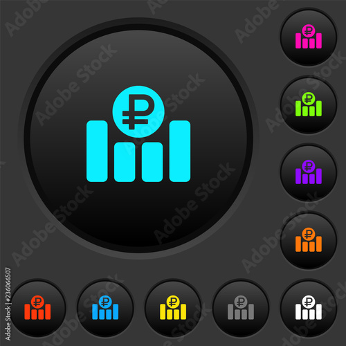 Ruble financial graph dark push buttons with color icons