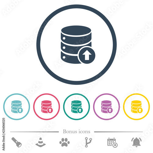 Database move up flat color icons in round outlines photo