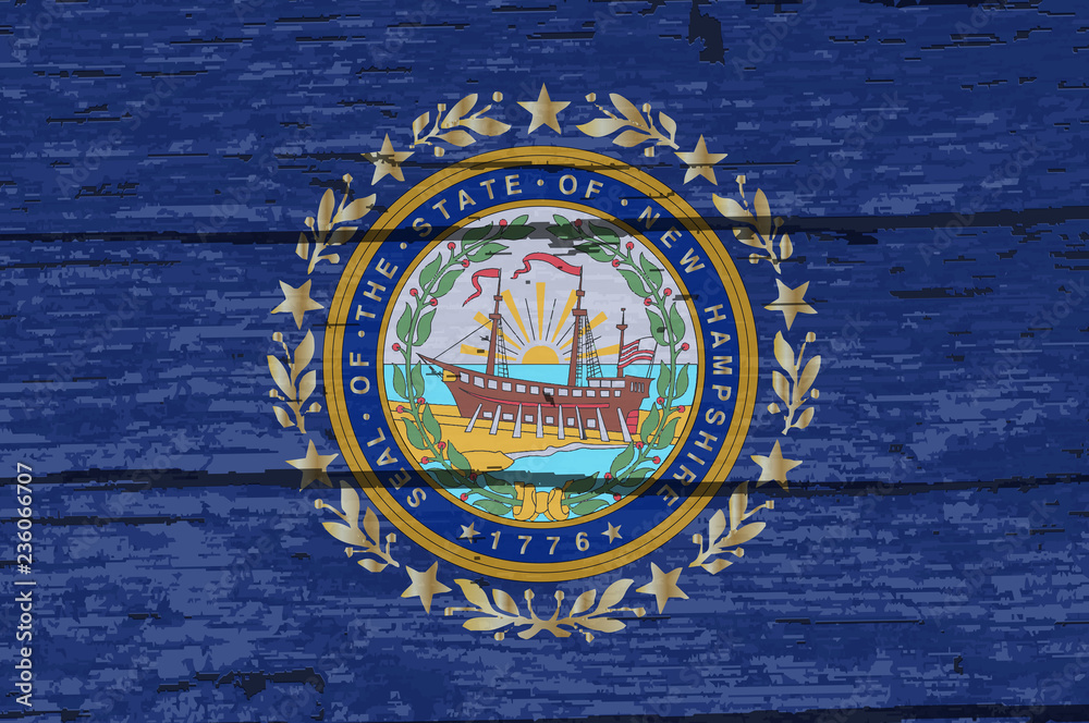 New Hampshire State Flag On Old Timber New Hampshire State Flag On Old Timber