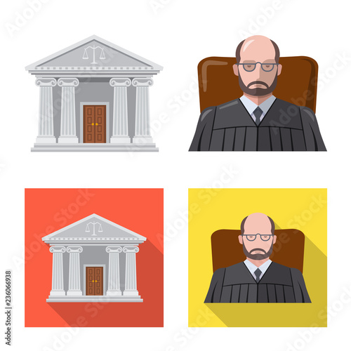 Vector illustration of law and lawyer symbol. Collection of law and justice stock vector illustration.