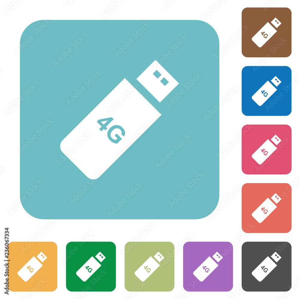 Fourth generation mobile stick rounded square flat icons Fourth generation mobile stick rounded square flat icons
