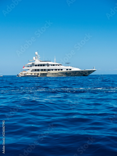 Punta della Chiavica, super luxury yacht, Capri, Gulf of Naples, Campania, Italy © David Brown