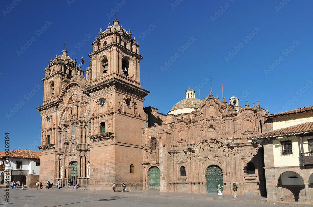 Peru, Cuzco, Plaza de Armas, Conpania de Jesus Church.