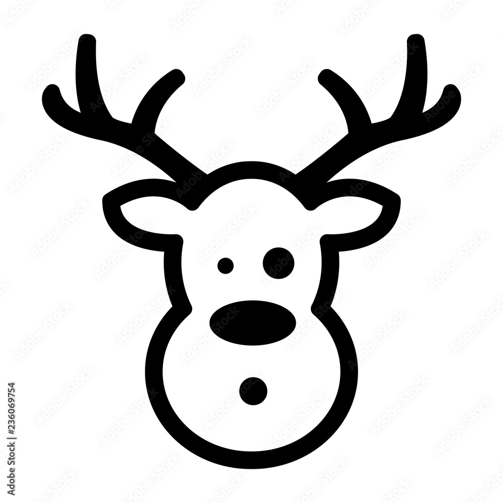 Christmas Deer Black and White Flat Icon. Vector Illustration. Christmas Deer Black and White Flat Icon. Vector Illustration.