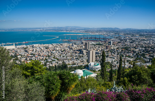 View of Bahai World Centre, Haifa city and port © studiodr