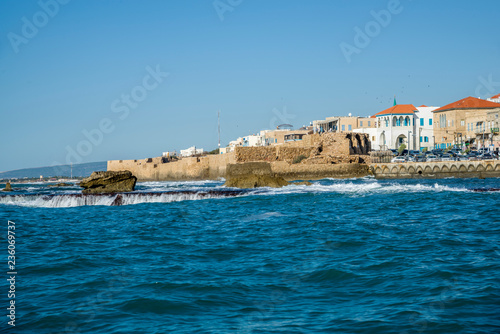 Fototapeta Naklejka Na Ścianę i Meble -  Acre sea wall in the old city of Acre, Israel