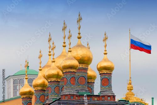 Russia, Moscow, Kremlin, Cupolas of the church of the Terem Palace. photo