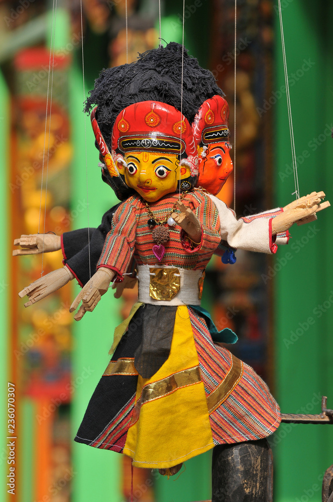 Nepal, Patan, Kathmandu, Nepali handicraft puppets.