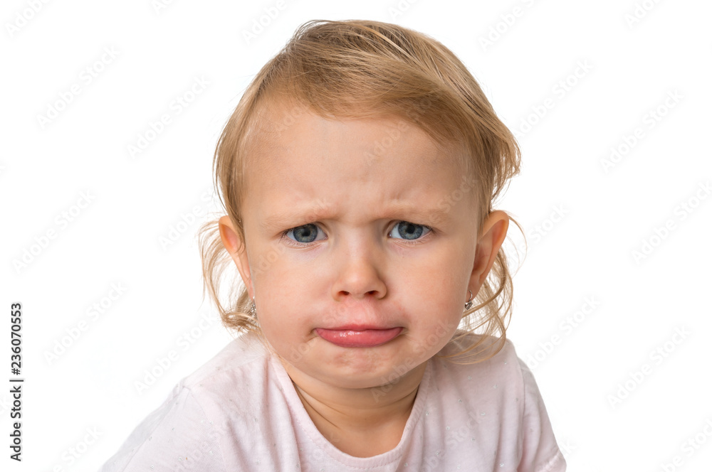 Little baby with sad expression in face Little baby with sad expression in face