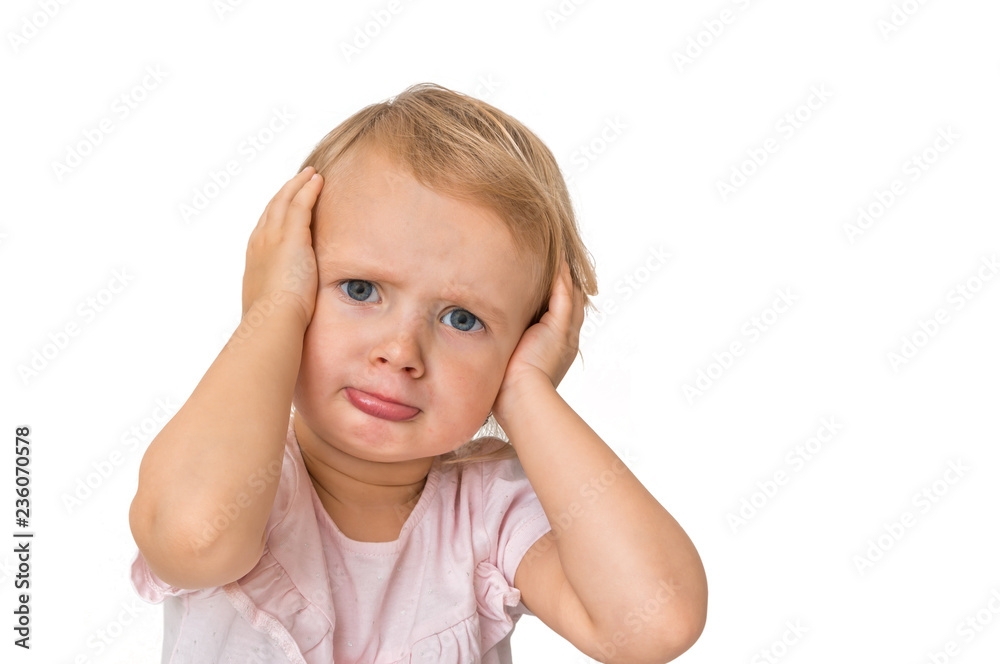 Little baby with sad expression in face Little baby with sad expression in face