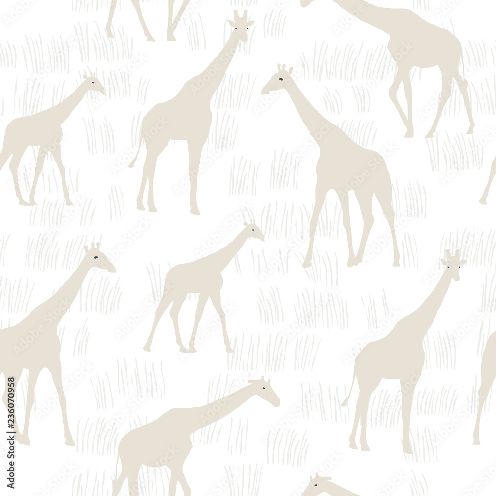 Seamless pattern with giraffe. Scandinavian style. Perfect for kids fabric, textile, nursery wallpaper.