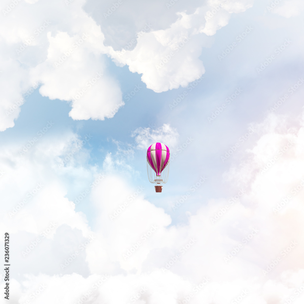 Fototapeta premium Flying hot air balloon in the air.